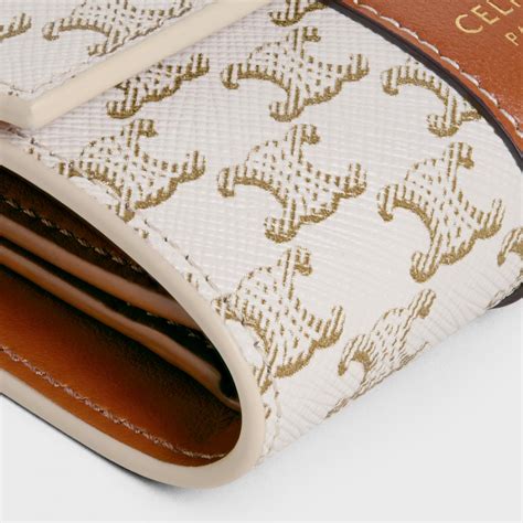 Women's Small trifold wallet in Triomphe canvas and lambskin 